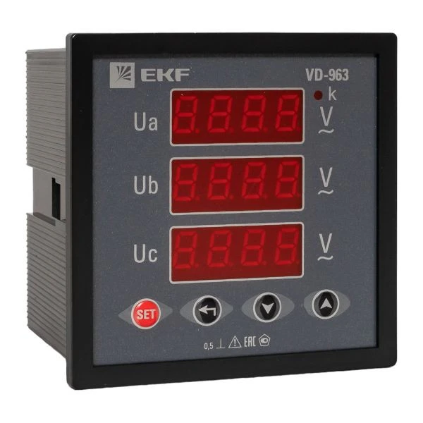 VD-963 Вольтметр цифровой на панель (96x96) трехфазный EKF PROxima