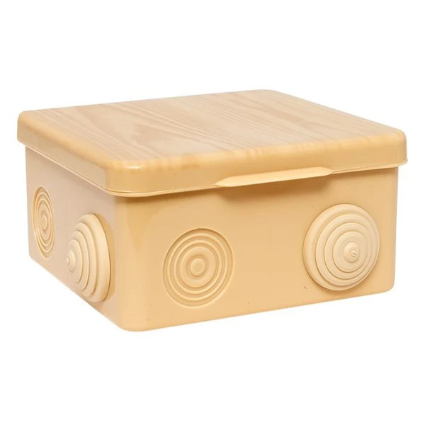 Коробка распределительная КМР-030-014 с крышкой (100x100x55), 8 мембранных вводов светлое дерево IP54 EKF PROxima