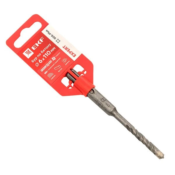 Бур по бетону SDS-plus 6x110 мм (4 резца)(4S спираль)EKF Expert