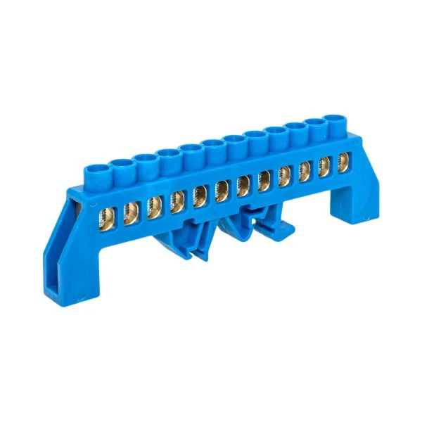 Шина "0" N (8x12мм) 12 отверстий латунь синий нейлоновый корпус комбинированный розничный стикер EKF PROxima