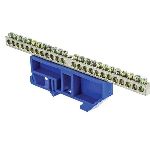 Шина "0" N (6x9мм) 24 отв, цинк синий изолятор на DIN-рейку EKF PROxima