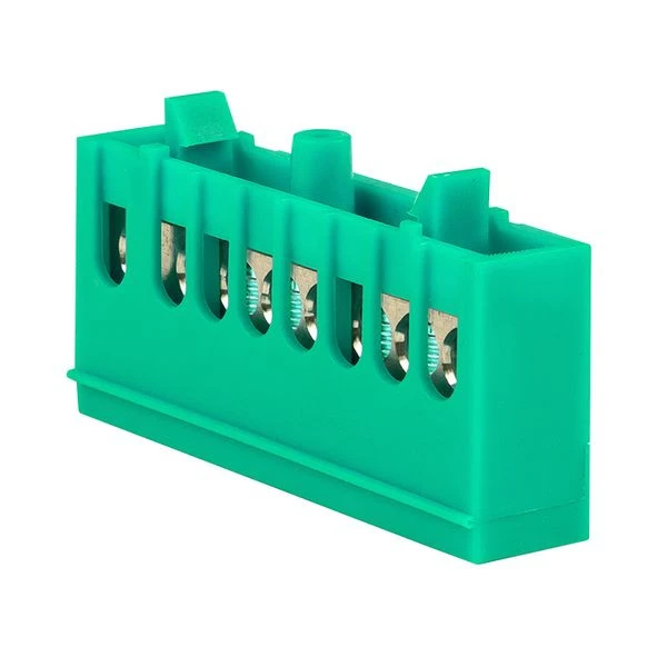 Шина "0" PE (6x9мм) 8 отверстий латунь зеленый изолированный корпус на DIN-рейку EKF PROxima