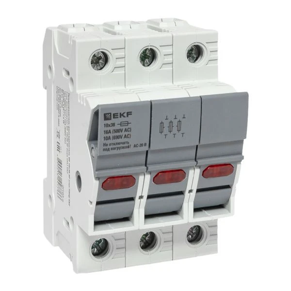 Предохранитель-разъединитель DF 10x38 3Р (тип ПВЦ) EKF