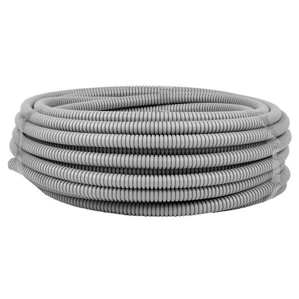 Труба гофр, ПВХ с протяжкой d16 мм (25 м) серая EKF-Plast