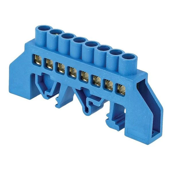 Шина "0" N (8x12мм) 8 отверстий латунь синий нейлоновый корпус комбинированный EKF PROxima