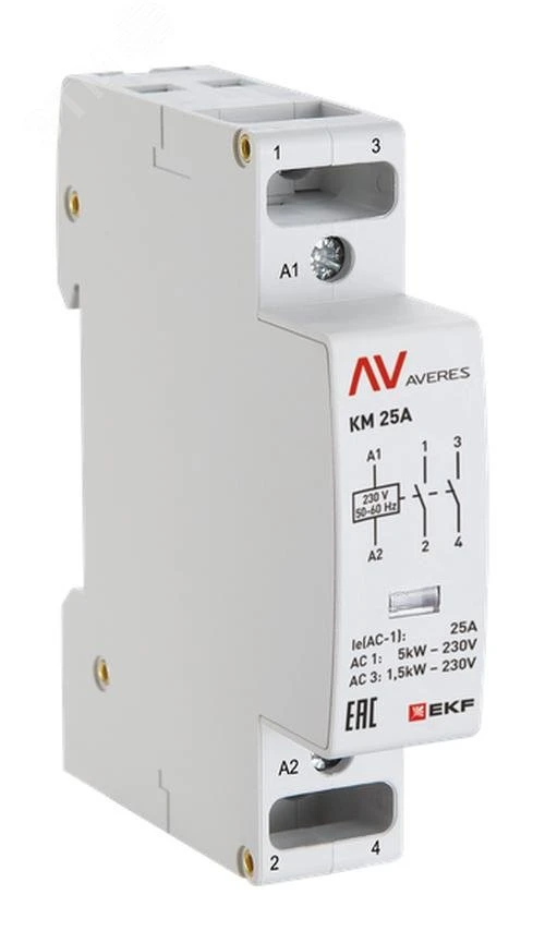 Контактор модульный КМ 25А 1NC+1NO 24VAC (1 мод,) AVERES EKF