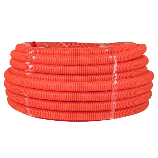 Труба гофр, ПНД с протяжкой d32 мм (50 м) оранжевая EKF-Plast