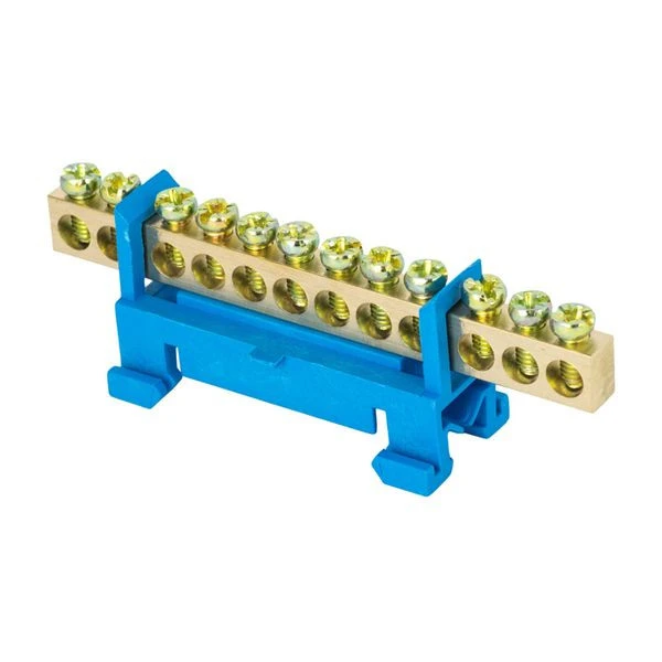 Шина "0" N (6x9мм) 12 отверстий латунь синий изолятор тип "Стойка" на DIN-рейку EKF PROxima